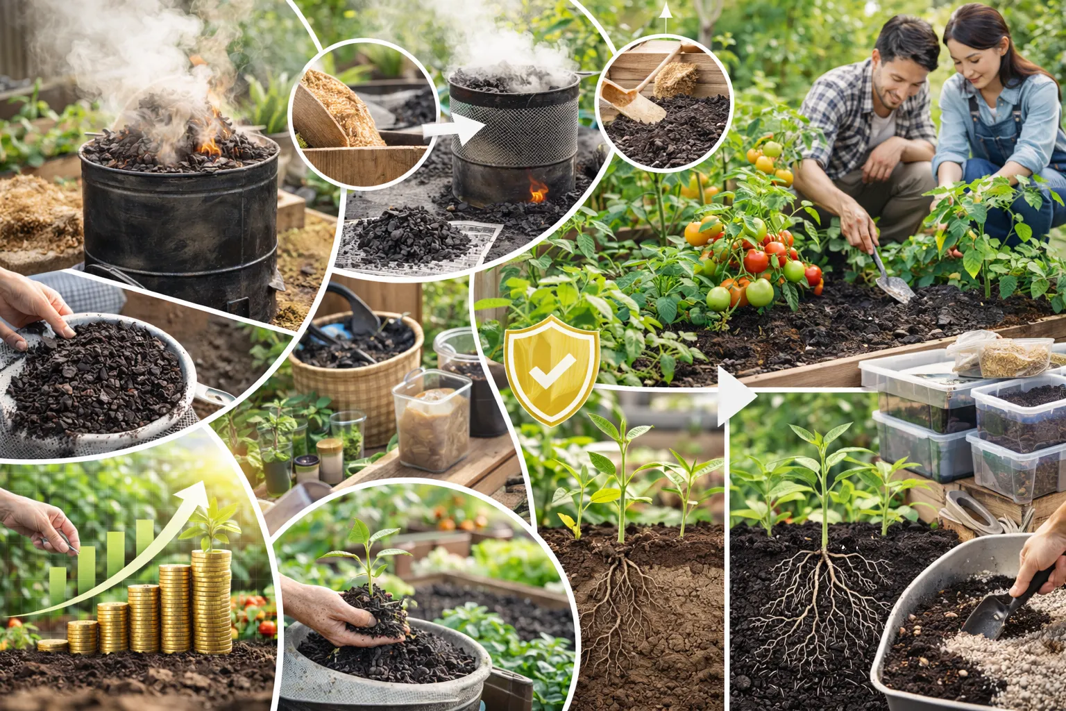 籾殻を使った燻製くん炭の作り方と家庭菜園で収量アップする土壌改良術