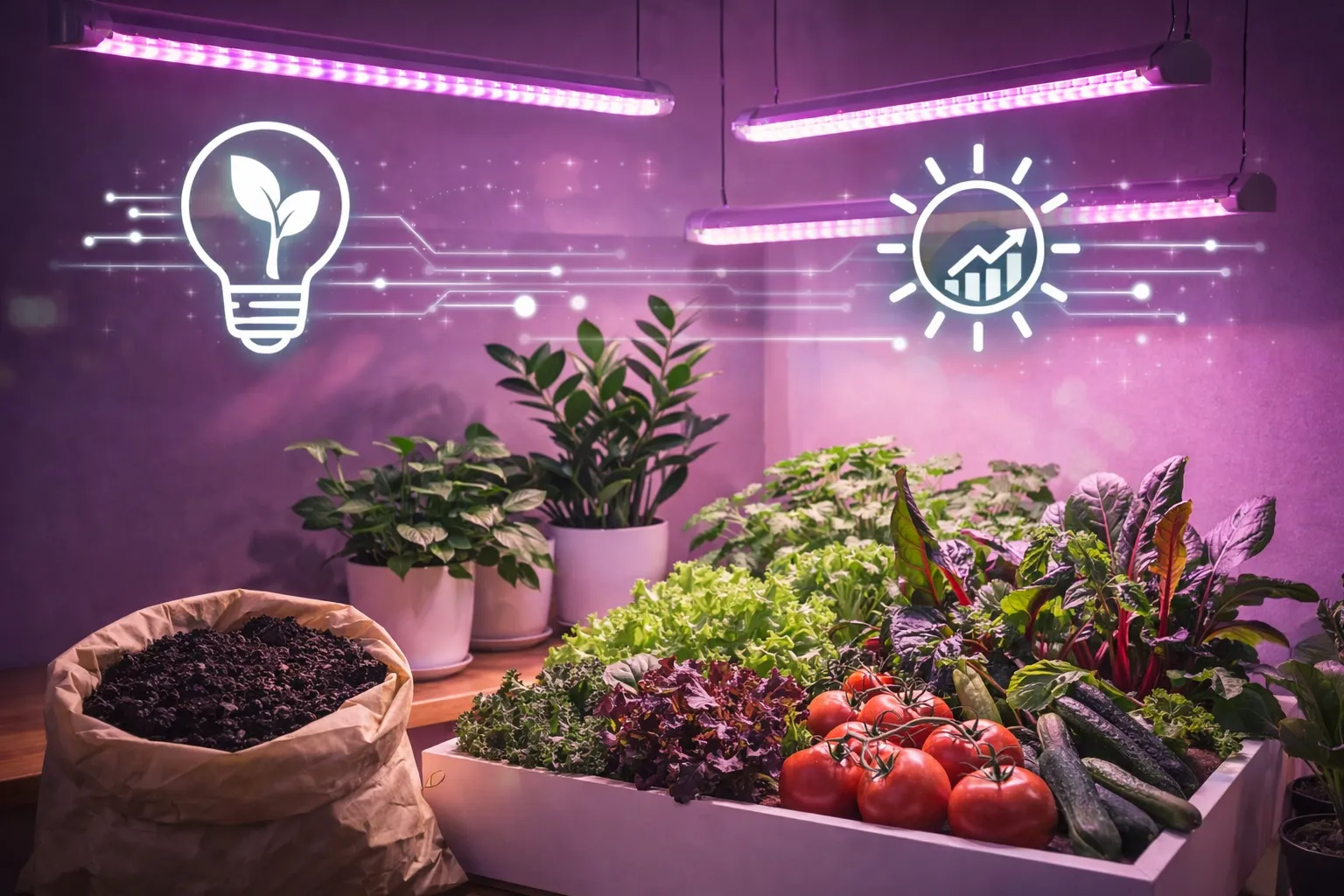 室内栽培で光を最大限活用する観葉植物と野菜の照明選びと育成ポイント